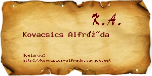 Kovacsics Alfréda névjegykártya